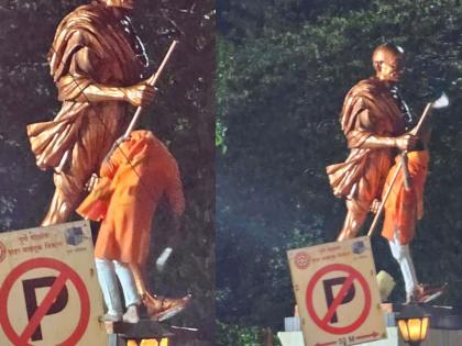Pune: Man Tries To Desecrate Mahatma Gandhi's Statue; Arrested | Pune: Man Tries To Desecrate Mahatma Gandhi's Statue; Arrested