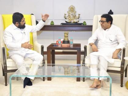 MNS chief Raj Thackeray meets CM Shinde over 'Marathi signboard' issue | MNS chief Raj Thackeray meets CM Shinde over 'Marathi signboard' issue