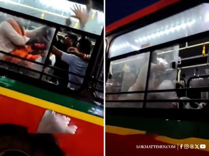 Mumbai: Maratha Quota Protesters Allegedly Assault Passenger, Damage BEST Bus at Juhu Station (VIDEO) | Mumbai: Maratha Quota Protesters Allegedly Assault Passenger, Damage BEST Bus at Juhu Station (VIDEO)