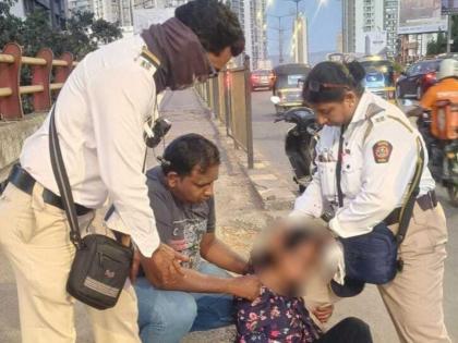 Mumbai: Alert Traffic Police Save Woman Who Fainted While Travelling to Vile Parle on Two-Wheeler at Borivali Bridge | Mumbai: Alert Traffic Police Save Woman Who Fainted While Travelling to Vile Parle on Two-Wheeler at Borivali Bridge