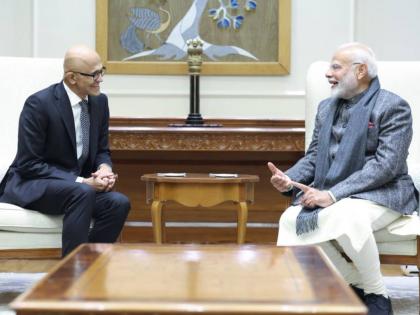 PM Narendra Modi Meets Microsoft CEO Satya Nadella, Says Discussion on Tech, Innovation and AI