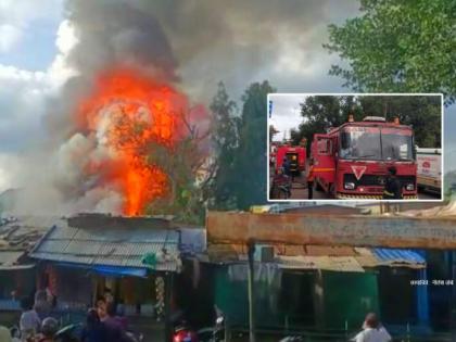 Massive fire breaks out in Nashik's Kabir Nagar slum due to cylinder explosion | Massive fire breaks out in Nashik's Kabir Nagar slum due to cylinder explosion Massive fire breaks out in Nashik's Kabir Nagar slum due to cylinder explosion | Massive fire breaks out in Nashik's Kabir Nagar slum due to cylinder explosion