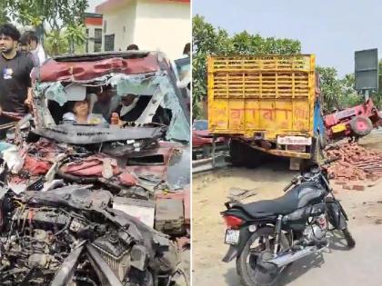 Greater Noida Accident: Mother and Son Rescued After Car Crashes Into Truck on Yamuna Expressway (Watch Video) | Greater Noida Accident: Mother and Son Rescued After Car Crashes Into Truck on Yamuna Expressway (Watch Video)