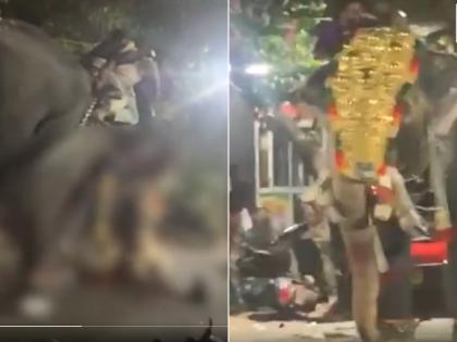 Palakkad Elephant Attack Video: Man Mauled to Death by Vallamkulam Narayanankutty During Kerala Temple Festival