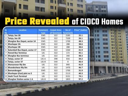 Navi Mumbai CIDCO Lottery 2024: Price of Taloja Flats Start at Rs 25.1 Lakh, Vashi 1 BHKs Soar to Rs 74.1 Lakh