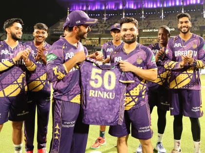 KKR vs SRH IPL 2025: Rinku Singh Completes 50 Matches for Kolkata Knight Riders, Receives Special Jersey (Video) | KKR vs SRH IPL 2025: Rinku Singh Completes 50 Matches for Kolkata Knight Riders, Receives Special Jersey (Video)