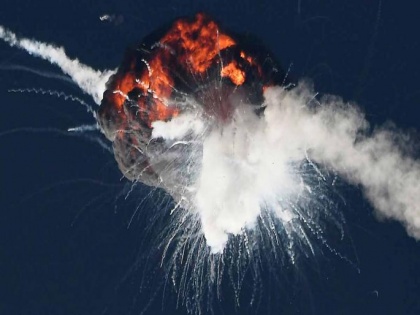 VIDEO: 100-foot-tall rocket burst into flames mid-air after launching | VIDEO: 100-foot-tall rocket burst into flames mid-air after launching