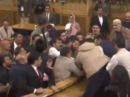 Ruckus Erupts in J&K Assembly After Engineer Rashid’s Brother Displays Article 370 Banner (Watch Video)