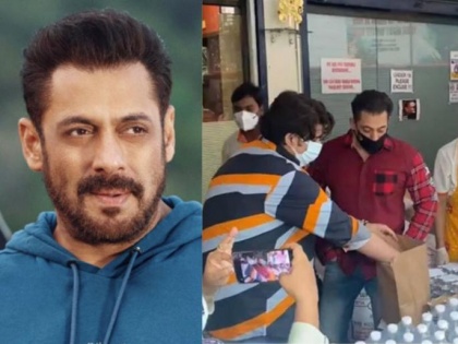 Viral Video! Salman Khan along with Shiv Sena’s youth wing distributes meal packets to frontline workers in Mumbai | Viral Video! Salman Khan along with Shiv Sena’s youth wing distributes meal packets to frontline workers in Mumbai