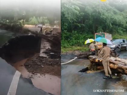 Nashik-Surat Traffic Update: Vehicles Stranded as Saputara Road Caves In Amid Heavy Rains (Watch Video) | Nashik-Surat Traffic Update: Vehicles Stranded as Saputara Road Caves In Amid Heavy Rains (Watch Video)
