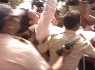 Watch: Mumbai police detain Congress leaders for protesting against Adani outside NSE stock exchange | Watch: Mumbai police detain Congress leaders for protesting against Adani outside NSE stock exchange