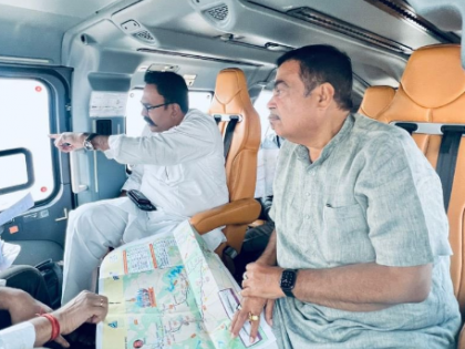 Union Minister Nitin Gadkari conducts aerial inspection to assess progress of palkhi margs | Union Minister Nitin Gadkari conducts aerial inspection to assess progress of palkhi margs