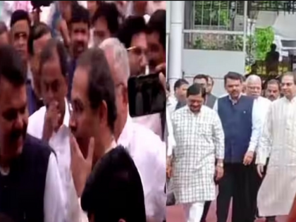 Watch: Former political rivals Devendra Fadnavis and Uddhav Thackeray seen together at Assembly, sparking discussions in political circles | Watch: Former political rivals Devendra Fadnavis and Uddhav Thackeray seen together at Assembly, sparking discussions in political circles