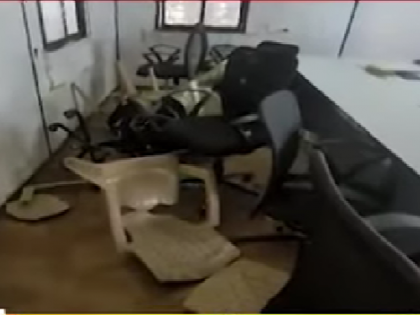 MNS activist vandalises office on Mumbai-Goa highway | MNS activist vandalises office on Mumbai-Goa highway MNS activist vandalises office on Mumbai-Goa highway | MNS activist vandalises office on Mumbai-Goa highway