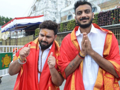 Watch: Rishabh Pant and Axar Patel seek blessings at Tirupati Balaji temple | Watch: Rishabh Pant and Axar Patel seek blessings at Tirupati Balaji temple
