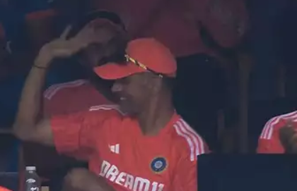 Watch: Rahul Dravid's priceless reaction after big screen displays his 1999 WC heroics during India vs Netherlands clash | Watch: Rahul Dravid's priceless reaction after big screen displays his 1999 WC heroics during India vs Netherlands clash