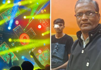 Kolhapur Ganesh Chaturthi 2024: Police Officer and Youth Suffer Eye Injuries from Laser Lights During Procession in Uchgaon | Kolhapur Ganesh Chaturthi 2024: Police Officer and Youth Suffer Eye Injuries from Laser Lights During Procession in Uchgaon Kolhapur Ganesh Chaturthi 2024: Police Officer and Youth Suffer Eye Injuries from Laser Lights During Procession in Uchgaon | Kolhapur Ganesh Chaturthi 2024: Police Officer and Youth Suffer Eye Injuries from Laser Lights During Procession in Uchgaon