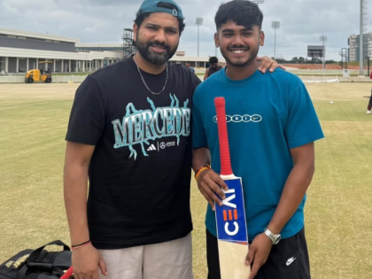 “Not Just a Gift, But an Inspiration”: Rohit Sharma Gifts Bat to Young Cricketer Ayush Mhatre | “Not Just a Gift, But an Inspiration”: Rohit Sharma Gifts Bat to Young Cricketer Ayush Mhatre