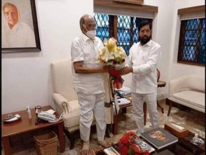 Chief Minister Eknath Shinde met Sharad Pawar at midnight | Chief Minister Eknath Shinde met Sharad Pawar at midnight