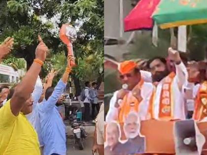 Nashik: Eknath Shinde's Campaign Rally Sees Confrontation with Thackeray Group, Gesture Goes Viral (Watch Video) | Nashik: Eknath Shinde's Campaign Rally Sees Confrontation with Thackeray Group, Gesture Goes Viral (Watch Video)