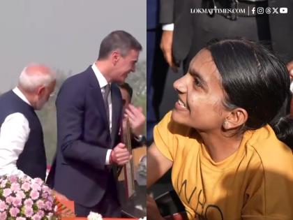 Gujarat: Specially-Abled Girl Gifts Portraits of PM Modi and Pedro Sanchez During Vadodara Roadshow (Watch Video)