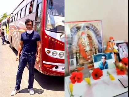 Watch Video! Man performs 'aarti' for Sonu Sood after the actor helped him reach his village | Watch Video! Man performs 'aarti' for Sonu Sood after the actor helped him reach his village