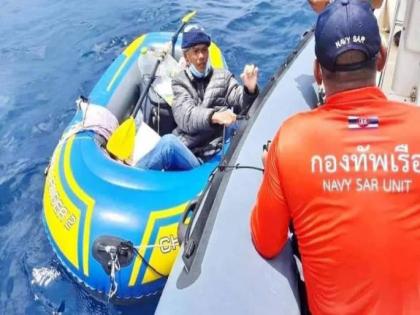 Man paddles in inflatable boat from Phuket to India to reunite with his wife, rescued by Navy | Man paddles in inflatable boat from Phuket to India to reunite with his wife, rescued by Navy