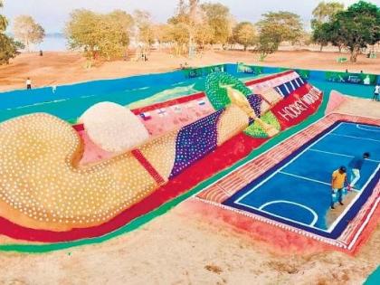 Sand artist Sudarsan Pattnaik builds world’s largest hockey stick | Sand artist Sudarsan Pattnaik builds world’s largest hockey stick