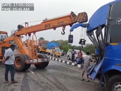 Tamil Nadu Bus Accident: 4 Killed, 15 Injured as Speeding Omni Bus Collides with Tractor and Tourist Van in Karur | Tamil Nadu Bus Accident: 4 Killed, 15 Injured as Speeding Omni Bus Collides with Tractor and Tourist Van in Karur Tamil Nadu Bus Accident: 4 Killed, 15 Injured as Speeding Omni Bus Collides with Tractor and Tourist Van in Karur | Tamil Nadu Bus Accident: 4 Killed, 15 Injured as Speeding Omni Bus Collides with Tractor and Tourist Van in Karur