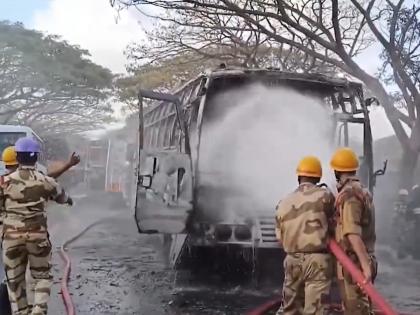 Tamil Nadu Fire: Government Bus Destroyed in Major Blaze in Chengalpattu; No Injuries Reported (Watch Video) | Tamil Nadu Fire: Government Bus Destroyed in Major Blaze in Chengalpattu; No Injuries Reported (Watch Video) Tamil Nadu Fire: Government Bus Destroyed in Major Blaze in Chengalpattu; No Injuries Reported (Watch Video) | Tamil Nadu Fire: Government Bus Destroyed in Major Blaze in Chengalpattu; No Injuries Reported (Watch Video)