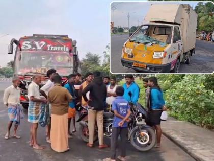 Tamil Nadu Road Accident: Lorry Hits Sabarimala Pilgrims on Bengaluru–Chennai Highway; Two Dead (Watch Video) | Tamil Nadu Road Accident: Lorry Hits Sabarimala Pilgrims on Bengaluru–Chennai Highway; Two Dead (Watch Video)