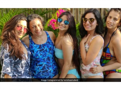 Veteran actor Tanuja poses in a swimsuit with daughter Tanisha | Veteran actor Tanuja poses in a swimsuit with daughter Tanisha