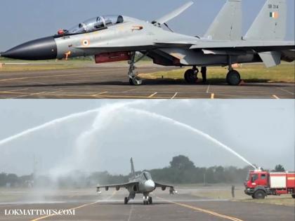 Tejas Mk1A Fighter Jet Gets Water Cannon Salute in Nashik (Watch Video) | Tejas Mk1A Fighter Jet Gets Water Cannon Salute in Nashik (Watch Video) Tejas Mk1A Fighter Jet Gets Water Cannon Salute in Nashik (Watch Video) | Tejas Mk1A Fighter Jet Gets Water Cannon Salute in Nashik (Watch Video)
