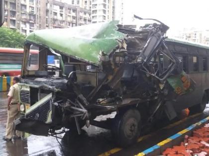 Thane: 2 injured after MSRTC bus rams into container | Thane: 2 injured after MSRTC bus rams into container