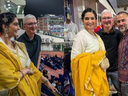 Apple CEO Tim Cook enjoys DC vs KKR match after store launch in Delhi | Apple CEO Tim Cook enjoys DC vs KKR match after store launch in Delhi