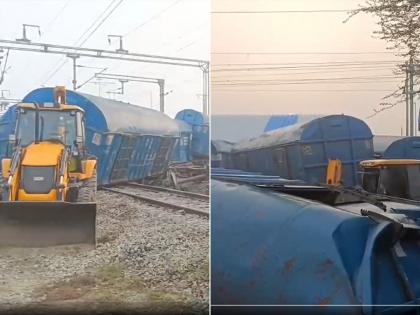 Rajasthan: 36 Goods Train Coaches Derail Near Shri Madhopur, Disrupting Delhi–Mumbai Freight Corridor (Watch Video) | Rajasthan: 36 Goods Train Coaches Derail Near Shri Madhopur, Disrupting Delhi–Mumbai Freight Corridor (Watch Video)