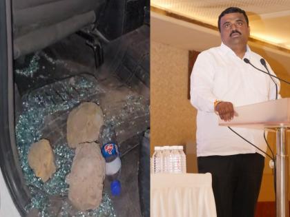 Alibaug: Shiv Sena Thackeray Group District Chief Anil Nagvane's Vehicle Attacked | Alibaug: Shiv Sena Thackeray Group District Chief Anil Nagvane's Vehicle Attacked