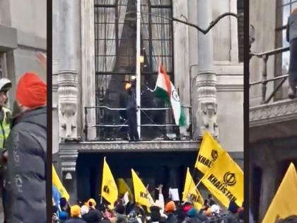 Controversy erupts as Khalistani supporters pull down Tricolour outside Indian High Commission in UK | Controversy erupts as Khalistani supporters pull down Tricolour outside Indian High Commission in UK