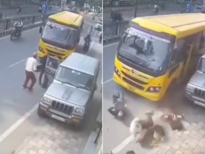 Dehradun Accident: Three Seriously Injured as Bus Hits Pedestrians, CCTV Footage Surfaces | Dehradun Accident: Three Seriously Injured as Bus Hits Pedestrians, CCTV Footage Surfaces