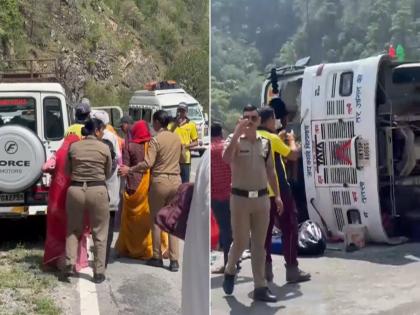 Uttarkashi Accident: 27 Chardham Devotees from Madhya Pradesh Injured as Drunk Driver Overturns Bus on Gangotri Highway (Watch Video) | Uttarkashi Accident: 27 Chardham Devotees from Madhya Pradesh Injured as Drunk Driver Overturns Bus on Gangotri Highway (Watch Video) Uttarkashi Accident: 27 Chardham Devotees from Madhya Pradesh Injured as Drunk Driver Overturns Bus on Gangotri Highway (Watch Video) | Uttarkashi Accident: 27 Chardham Devotees from Madhya Pradesh Injured as Drunk Driver Overturns Bus on Gangotri Highway (Watch Video)