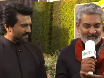 S. S. Rajamouli arrives at the red carpet of Golden Globe Awards 2023 with Ram Charan | S. S. Rajamouli arrives at the red carpet of Golden Globe Awards 2023 with Ram Charan