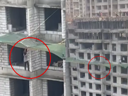 Mumbai: Worker Attempts Suicide Twice by Jumping From 13th Floor in Vikhroli, Survives Both Due to Safety Nets; Video Emerges