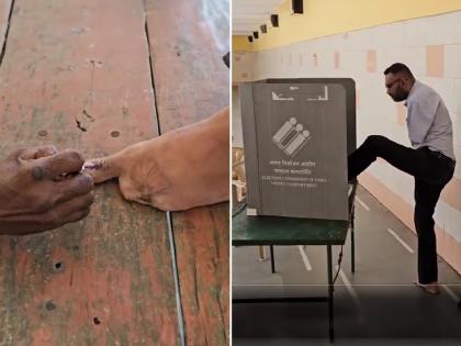 Gujarat: Voter Without Hands Casts Ballot Using Feet in Nadiad, Encourages Others To Vote (Watch Video) | Gujarat: Voter Without Hands Casts Ballot Using Feet in Nadiad, Encourages Others To Vote (Watch Video)