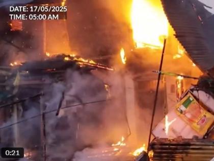 Washim: Cylinder Blast Sparks Fire in Wooden Shops at Shirpur Jain Bus Stand in Maharashtra (Watch Video) | Washim: Cylinder Blast Sparks Fire in Wooden Shops at Shirpur Jain Bus Stand in Maharashtra (Watch Video) Washim: Cylinder Blast Sparks Fire in Wooden Shops at Shirpur Jain Bus Stand in Maharashtra (Watch Video) | Washim: Cylinder Blast Sparks Fire in Wooden Shops at Shirpur Jain Bus Stand in Maharashtra (Watch Video)