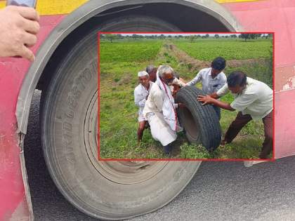 Parbhani: MSRTC bus wheel detaches on highway, pickup driver's swift action prevents tragedy | Parbhani: MSRTC bus wheel detaches on highway, pickup driver's swift action prevents tragedy