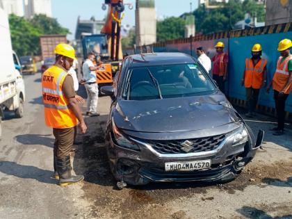 Thane Traffic Update: Traffic Disrupted on Ghodbunder Road as Car Hits Metro Divider (Watch Video) | Thane Traffic Update: Traffic Disrupted on Ghodbunder Road as Car Hits Metro Divider (Watch Video) Thane Traffic Update: Traffic Disrupted on Ghodbunder Road as Car Hits Metro Divider (Watch Video) | Thane Traffic Update: Traffic Disrupted on Ghodbunder Road as Car Hits Metro Divider (Watch Video)