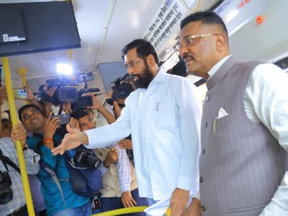 Maharashtra Deputy CM Eknath Shinde Inspects AI-Powered Smart ST Buses in Thane | Maharashtra Deputy CM Eknath Shinde Inspects AI-Powered Smart ST Buses in Thane