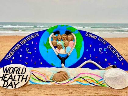 World Health Day 2026: Odisha Artist Sudarsan Pattnaik Creates 6-Foot Sand Sculpture at Puri Beach | World Health Day 2026: Odisha Artist Sudarsan Pattnaik Creates 6-Foot Sand Sculpture at Puri Beach World Health Day 2026: Odisha Artist Sudarsan Pattnaik Creates 6-Foot Sand Sculpture at Puri Beach | World Health Day 2026: Odisha Artist Sudarsan Pattnaik Creates 6-Foot Sand Sculpture at Puri Beach