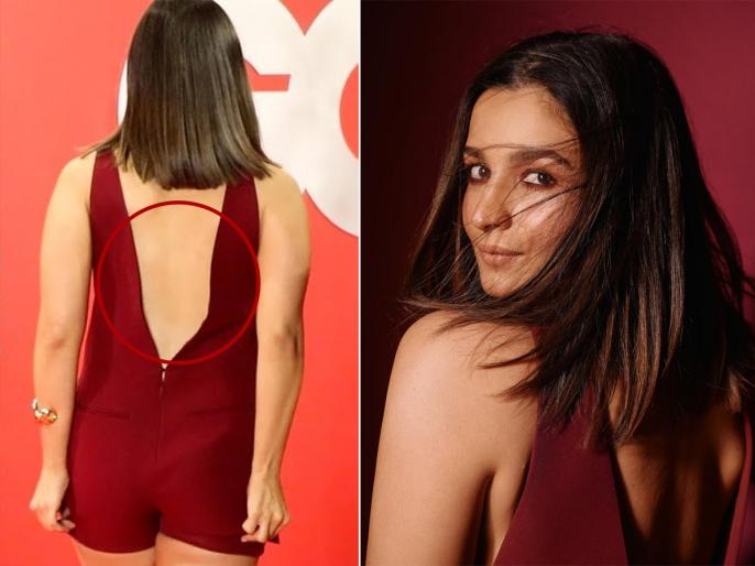 Alia Bhatt reigns in deep plunge neck maroon jumpsuit [Photos