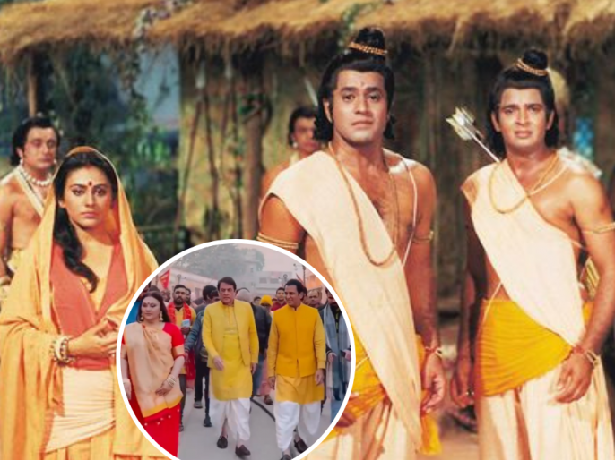 Ramayan Stars Arun Govil Deepika Chikhlia And Sunil Lahri Reach In Ayodhya Ahead Of Ram Mandir